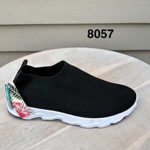 Tommy Bahama Black Memory Foam Slip On Sock Sneakers White Sole Size 8